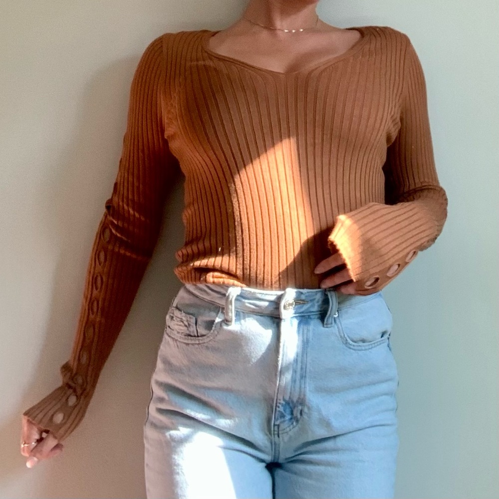 Express chestnut brown long sleeved sweater - Picture 7 of 15